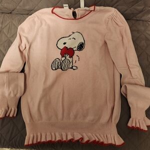 Janie And Jack Girls Size 12 Pink Peanuts Sweater